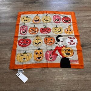 MOSCHINO CHEAP & CHIC Silk Pumpkin Trick or Treat Halloween Scarf READ DESC